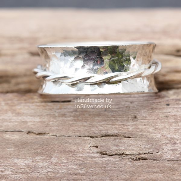 Spinner Ring - Glitter hammered/twist band J