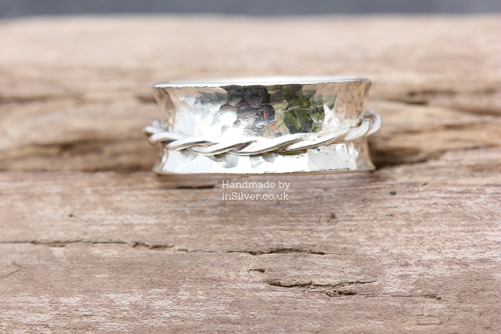 Spinner Ring - Glitter hammered/twist band J