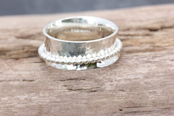 Spinner Ring - Glitter hammered/bead band N