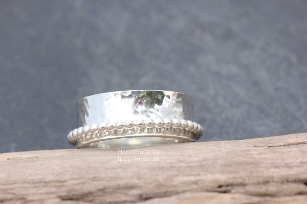 Spinner Ring - Glitter hammered/bead band N