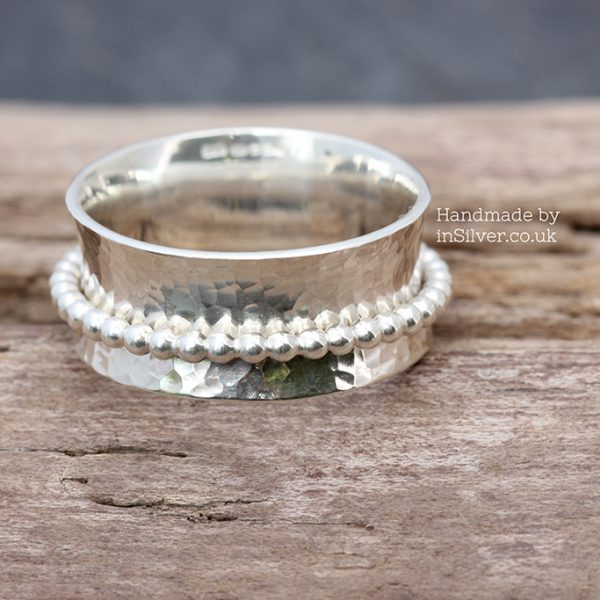 Spinner Ring - Glitter hammered/bead band O
