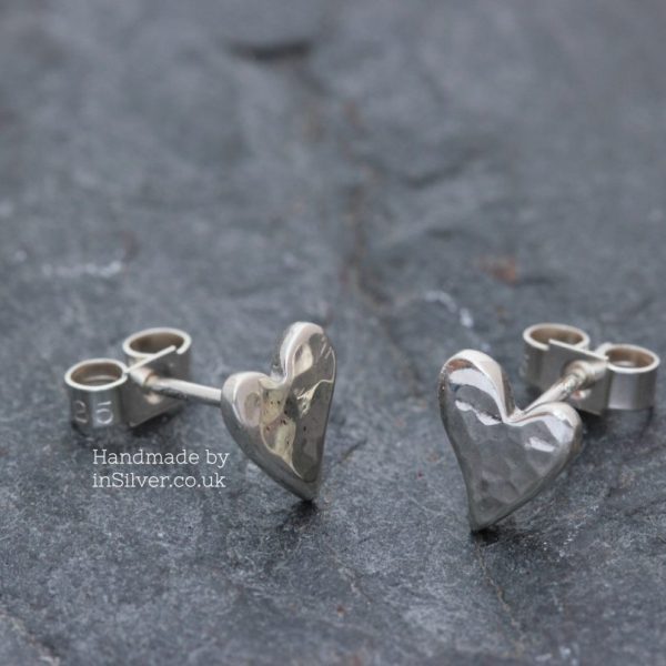 Squishy Heart Ear Studs Glitter Hammered