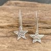 Glitter Hammered Star Hook Earrings