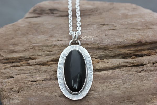 Black Onyx sterling silver handmade pendant
