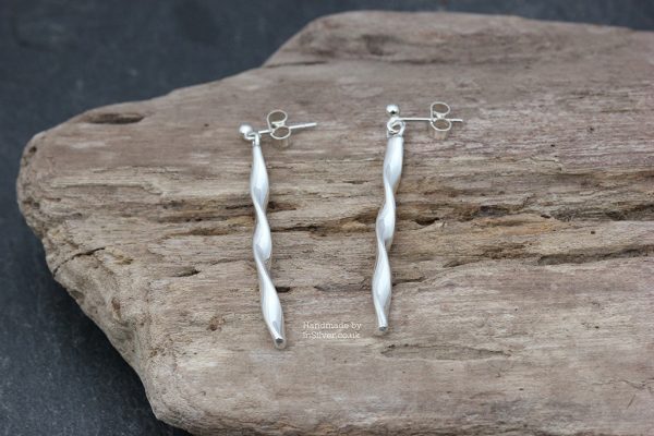 Sterling silver Ribbon Twist handmade earrings