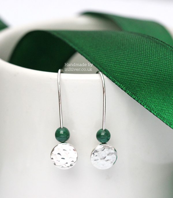 Malachite and ecosilver handmade drop earrings