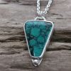 African Turquoise handmade sterling silver triangular pendant