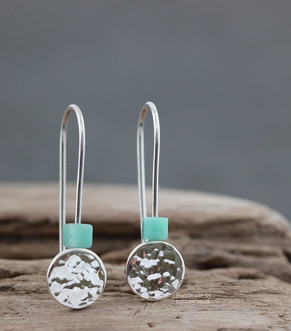 Amazonite Sterling silver earrings handmade in Folkestone