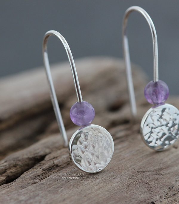 Sterling silver Amethyst earrings handmade in Folkestone