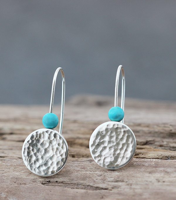 Sterling silver Turquoise Howlite earrings handmade in Folkestone