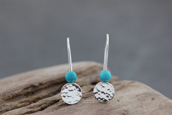 Turquoise Howlite Sterling Silver earrings handmade in Folkestone