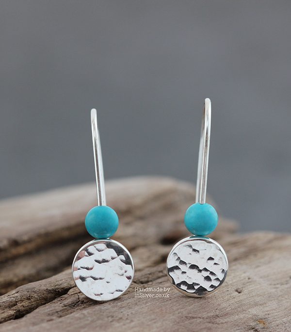 Turquoise Howlite Sterling Silver earrings handmade in Folkestone