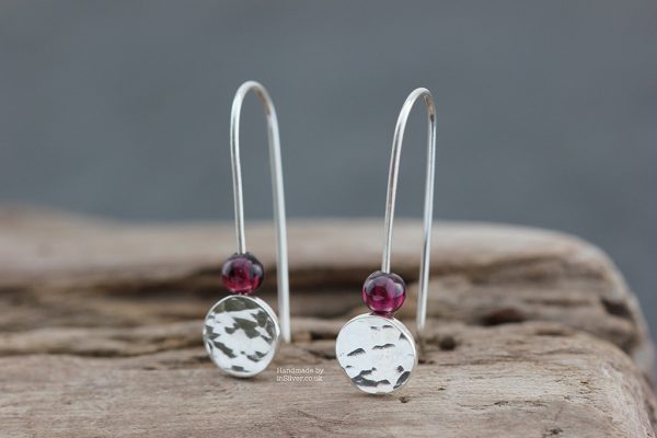 Sterling silver Garnet Earrings Handmade in Folkestone