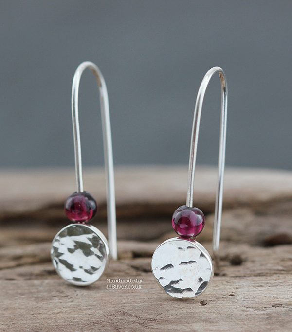 Sterling silver Garnet Earrings Handmade in Folkestone