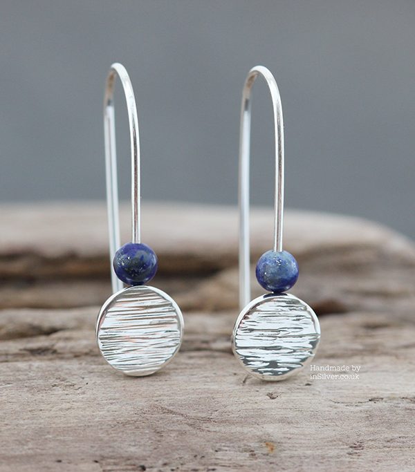 Sterling silver Lapis Lazuli earrings handmade in Folkestone