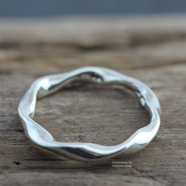 Sterling silver Ribbon Twist ring handmade in Folkestone