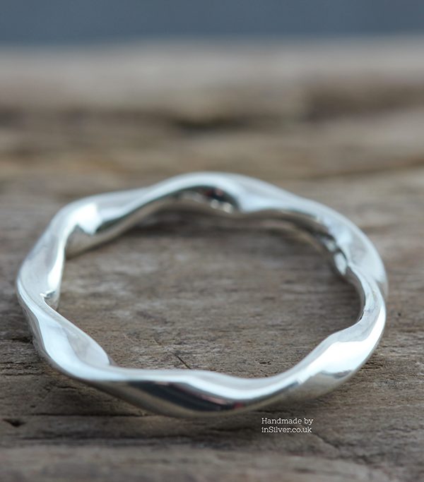 Sterling silver Ribbon Twist ring handmade in Folkestone