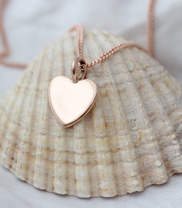 Rose gold heart pendant, 9ct, hand made