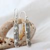 Seaweed sterling silver drop earrings, handmade