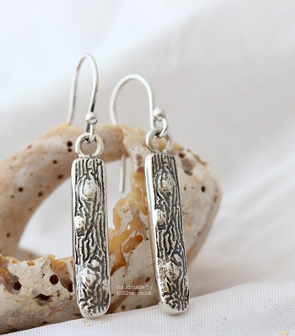 Seaweed sterling silver drop earrings, handmade
