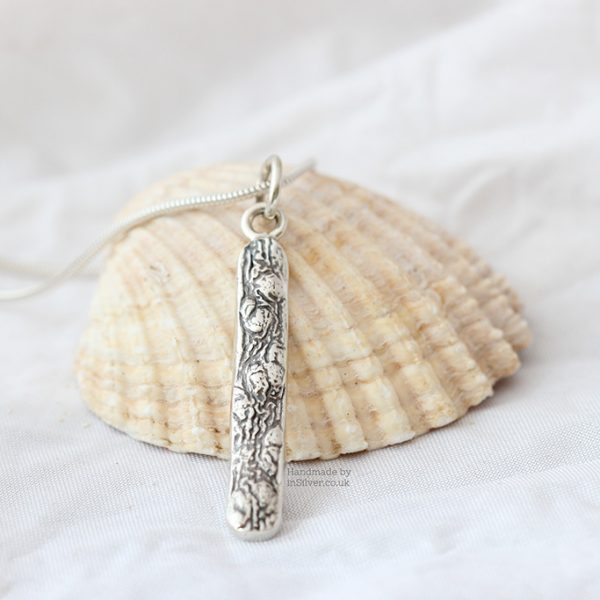 Sterling silver Seaweed Thong weed pendant, handmade in Folkestone