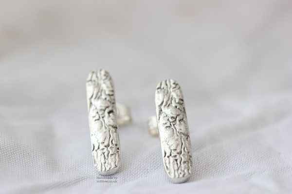 Sterling silver seaweed ear studs handmade in Folkestone