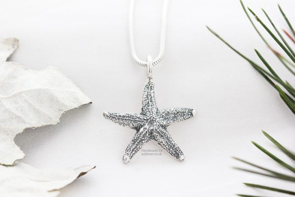 Sterling silver Starfish pendant - black finish
