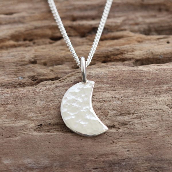Glitter Hammered Crescent Moon Pendant - waning
