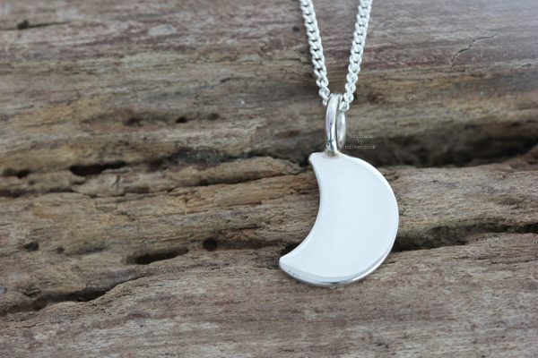 Moon plain mini pendant wood back wm 1024 Mini crescent moon pendant, plain, waxing