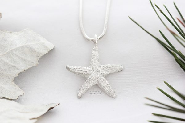 Sterling silver starfish pendant - silver finish