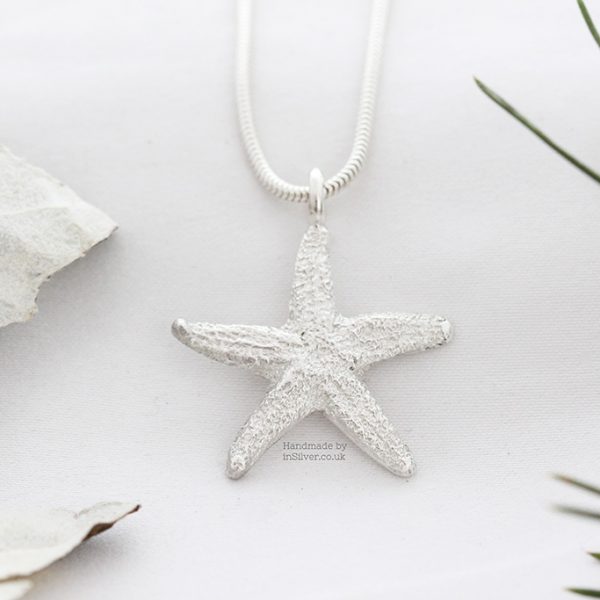 Sterling silver starfish pendant - silver finish