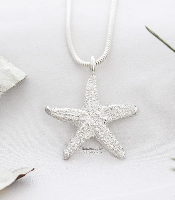 Sterling silver starfish pendant - silver finish