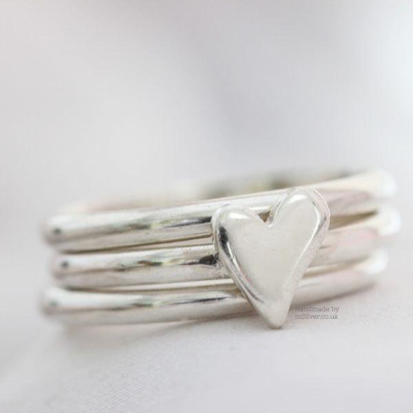 Squishy heart stacking ring set