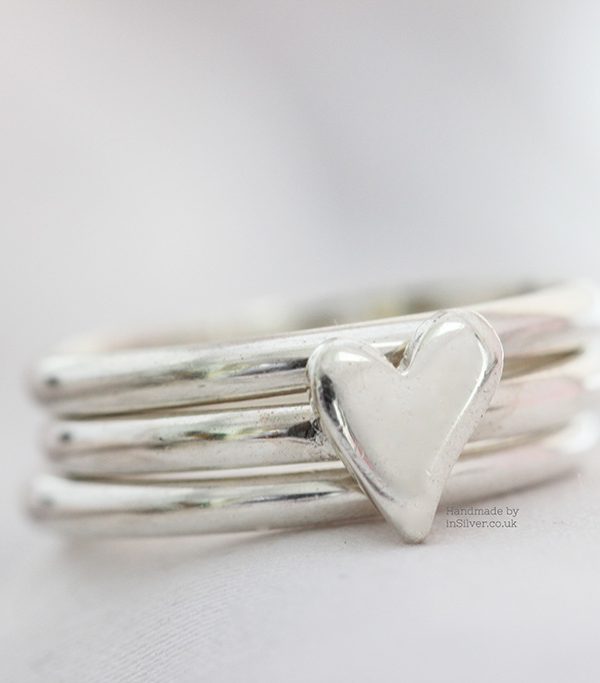 Squishy heart stacking ring set