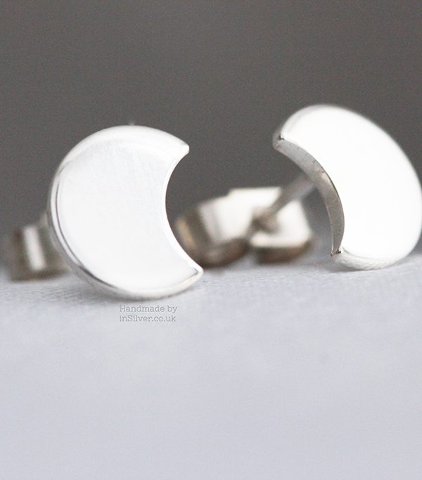 Crescent moon studs, plain
