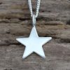 Star mini pendant plain wood wm 1024 Sterling silver Plain star pendant