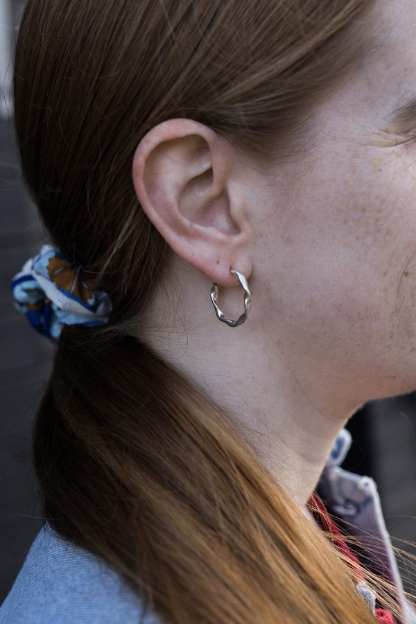 Sterling silver Ribbon Twist hoop earrings