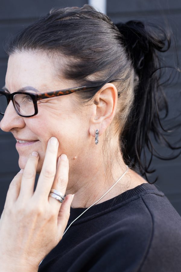 Sterling silver Seaweed collection, stud earrings and wrap ring.