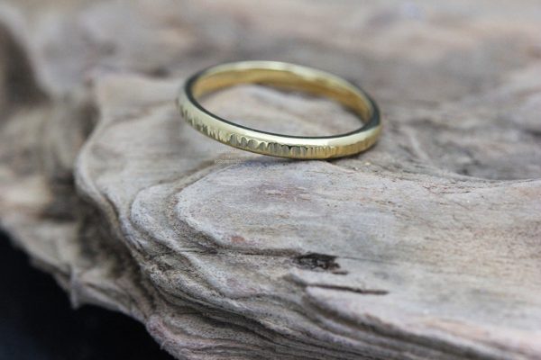 VM Line Hammered Stacking Ring WM 1024 Line Hammered Stacking Ring Gold Vermeil