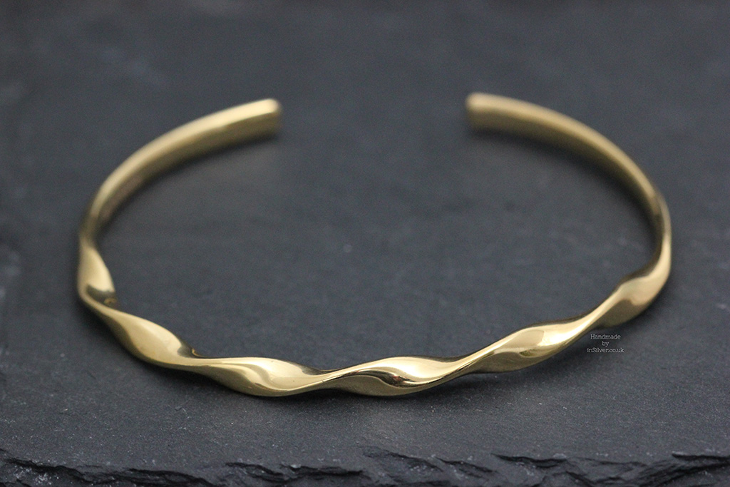 Ribbon Twist Torque Bangle Gold Vermeil