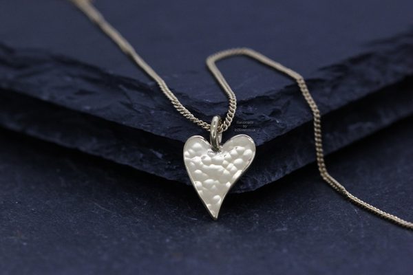 VM Squishy Heart Pendant GH WM 1024 Glitter Hammered Squishy Heart Pendant Gold Vermeil