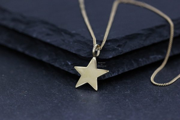 Line Hammered Star Pendant Gold Vermeil
