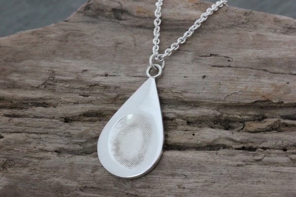 Silver Dewdrop fingerprint pendant silver finish