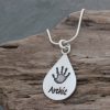 Silver Dewdrop personalised handprint pendant