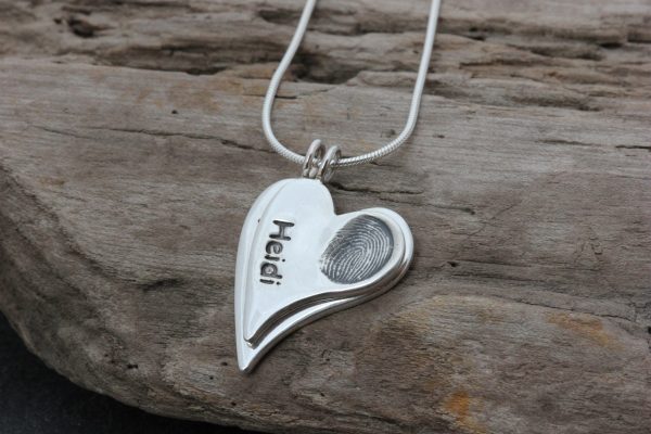 Squishy heart fingerprint duo pendant