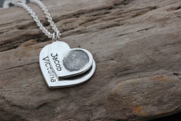 Fingerprint Heart duo necklace