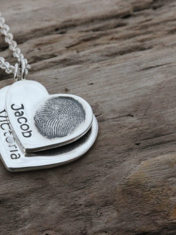 Fingerprint Heart duo necklace