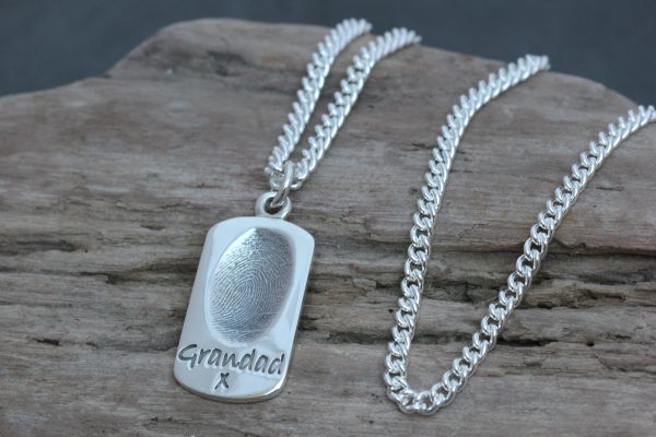 Silver personalised fingerprint Dogtag pendant