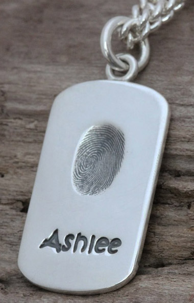 Silver fingerprint Dogtag pendant
