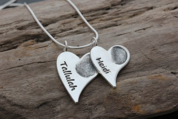 Squishy heart fingerprint duo pendant